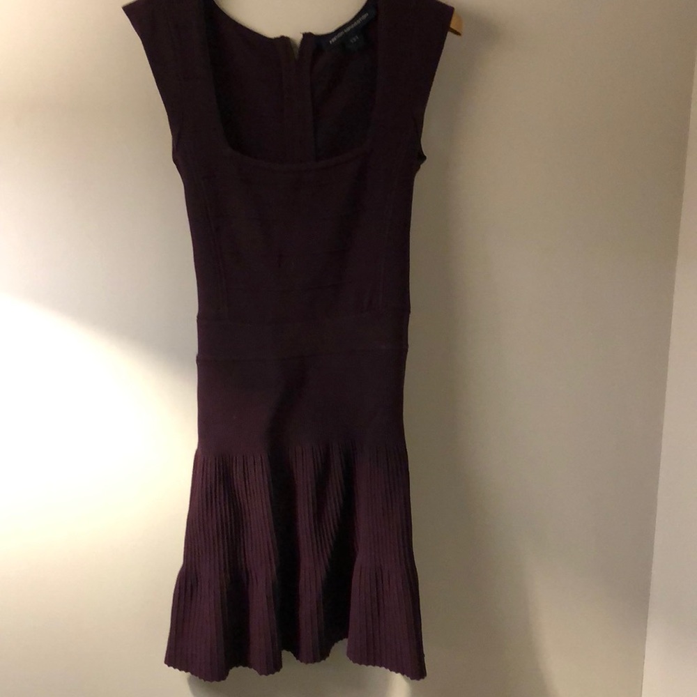 French connection purple body con flare mini dress